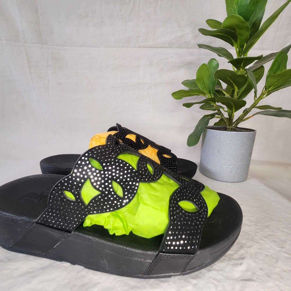 FITFLOP BUMBLE CRYSTAL WOMAN SANDALS SLIDES SIZE 39/8 MINT